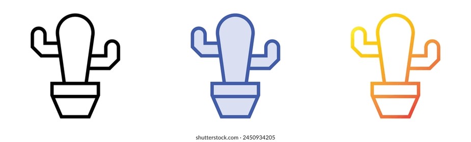 cactus icon. Linear, Blue Fill and Gradient Style Design Isolated On White Background