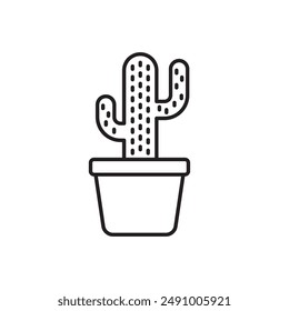 Cactus icon with linear design