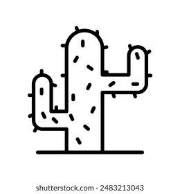 Cactus icon linear logo mark in black and white