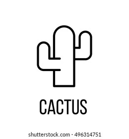 Cactus icon or logo in modern line style. High quality black outline pictogram for web site design and mobile apps. Vector illustration on a white background. 