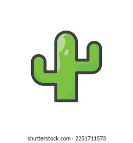 Cactus Icon. Cactus Logo. Vector Illustration. Isolated on White Background. Editable Stroke