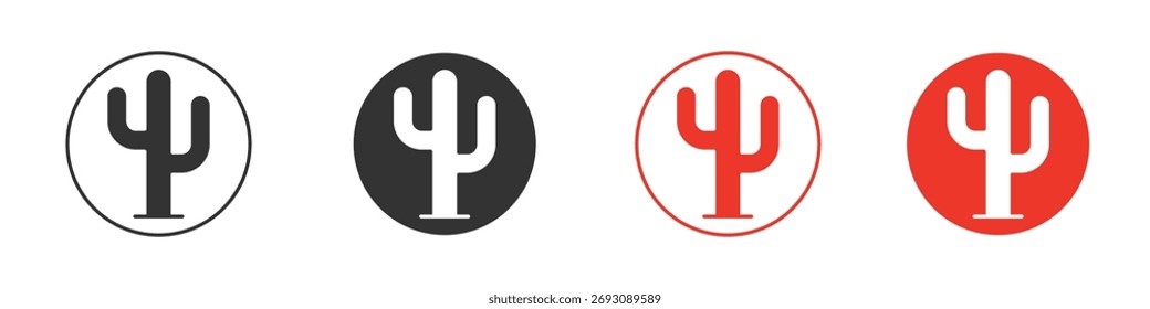 Logos de icono de cactus. Plantilla de diseño de icono de Vector plano