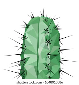 Cactus icon in low poly style on a white background. 