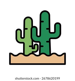Icono de Cactus Icono de Ilustración Mini. Uso Para El Concepto Moderno, Impresión, Ui, Ux Kit, Web Y Desarrollo De App. Vector Relacionado Con La Oficina, La Educación, El Examen Y Más