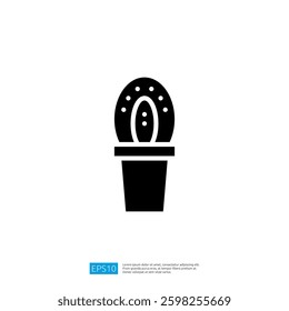 Cactus Icon in Minimalist Black Outline Design Representing Nature and Tropical Plant Aesthetics for Interior Decoration