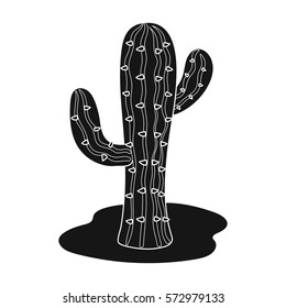 Cactus icon in monochrome style isolated on white background. Rodeo symbol stock vector illustration.