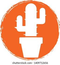 Cactus icon on circle background. Vector illustration. 