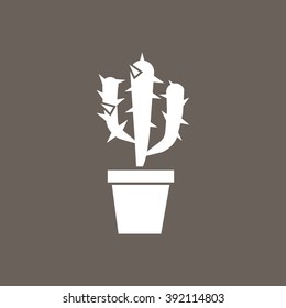 Cactus Icon on Dark Gray Color. Eps-10.