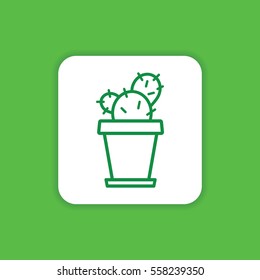 Cactus Icon Outline Design Style for Web, Mobile and App. Green Background