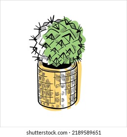 Cactus icon in outline style isolated on white background vector illustration.