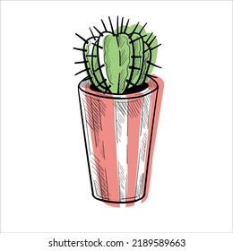 Cactus icon in outline style isolated on white background vector illustration.