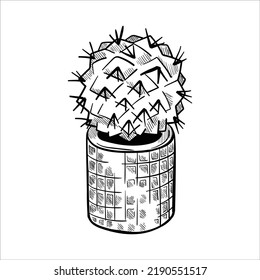 Cactus icon in outline style isolated on white background vector illustration.