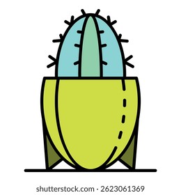 Cactus icon. Outline cactus vector icon color flat isolated