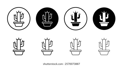 Cactus icon Outline vector for web ui