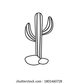 cactus icon over white background, line style, vector illustration