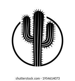 Icono de cactus, planta dentro del círculo, logotipo, ilustración vectorial
