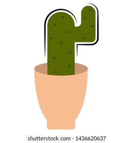 Cactus icon in a plant pot - Vector