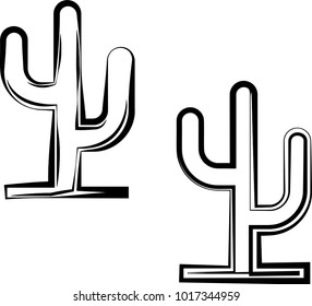 Cactus Icon, Cactus Plant Icon Vector Art Illustration