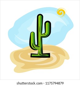 Cactus Icon, Cactus Plant Icon Vector Art Illustration