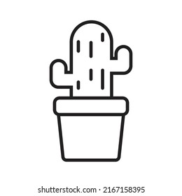 cactus icon in pot, cactus flat icon illustration in pot, suitable for web design, logo, app