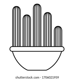 Cactus icon in a pot plant. Cactus outline - Vector illustration