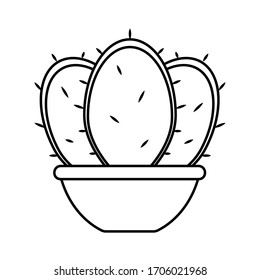 Cactus icon in a pot plant. Cactus outline - Vector illustration