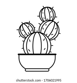 Cactus icon in a pot plant. Cactus outline - Vector illustration