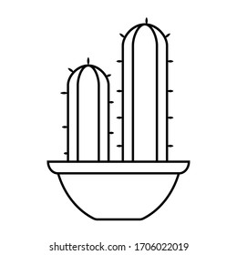 Cactus icon in a pot plant. Cactus outline - Vector illustration