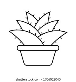 Cactus icon in a pot plant. Cactus outline - Vector illustration