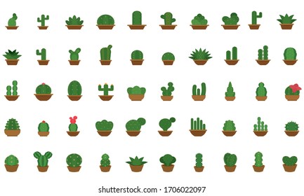 Cactus icon in a pot plant - Vector illustration