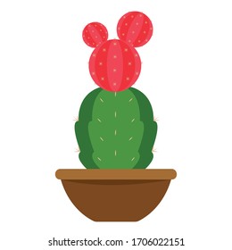Icono de cactus en una planta de cacerolas - Ilustración vectorial