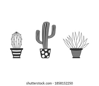 Cactus icon. Pot and cactus. Vector illustration.