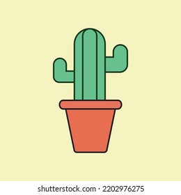 cactus icon with pot. cactus vector illustration.