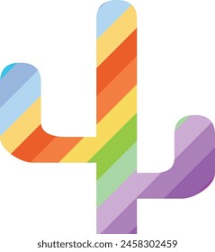 Icono de cactus con color arcoiris en el interior, Ilustración vectorial de ícono de cactus.