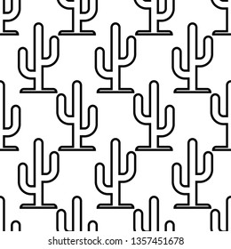 Cactus Icon Seamless Pattern, Cactus Plant Icon Vector Art Illustration