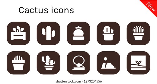  cactus icon set. 10 filled cactus icons. Simple modern icons about  - Flowerpot, Cactus, Cowboy, Desert, Terrarium