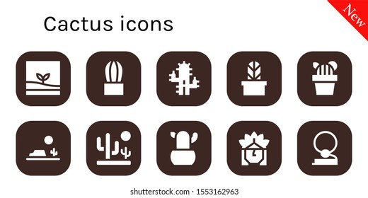 cactus icon set. 10 filled cactus icons.  Simple modern icons about  - Terrarium, Cactus, Desert, Indian, Cowboy