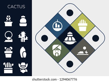  cactus icon set. 13 filled cactus icons. Simple modern icons about  - Terrarium, Cactus, Cowboy, Indian, Desert