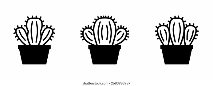 Diseño de ilustración de conjunto de iconos de cactus.