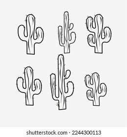 Conjunto de iconos de Cactus aislado en blanco