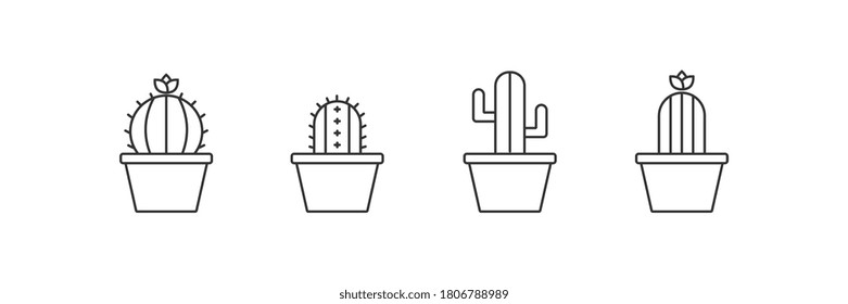 Cactus icon set. Minimal concepts. Simple design. vector line icon set.