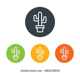 Cactus icon set. Plant pots vector illustrations.
