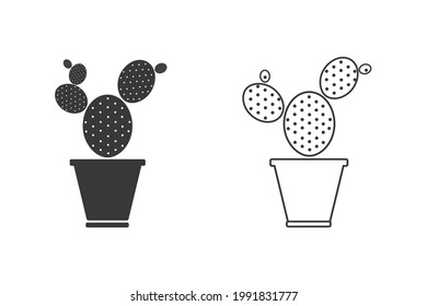Cactus icon set simple gardening illustration plant vector sign