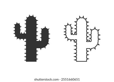 Cactus icon set simple gardening illustration plant vector sign