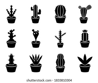 Juego de iconos de cactus - ilustración vectorial.