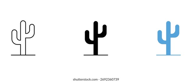 Ícone de cacto define vetor sobre fundo branco. sudoeste, arizona, méxico, símbolo.