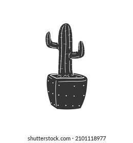 Cactus Icon Silhouette Illustration. Exotic Flower Vector Graphic Pictogram Symbol Clip Art. Doodle Sketch Black Sign.