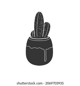 Cactus Icon Silhouette Illustration. Flower Botany Vector Graphic Pictogram Symbol Clip Art. Doodle Sketch Black Sign.