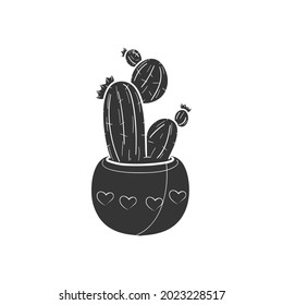 Cactus Icon Silhouette Illustration. House Plant Vector Graphic Pictogram Symbol Clip Art. Doodle Sketch Black Sign.