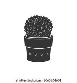 Cactus Icon Silhouette Illustration. Pot Houseplant Vector Graphic Pictogram Symbol Clip Art. Doodle Sketch Black Sign.